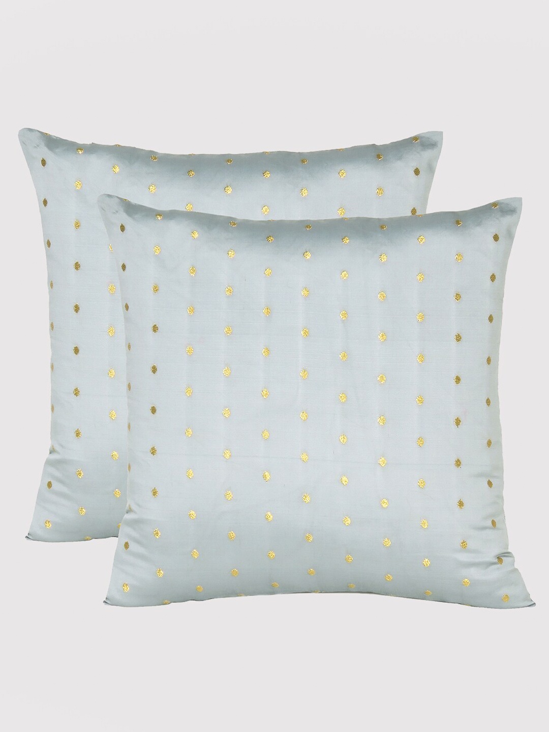 

OUSSUM Silver-Toned & Green Set of 2 Geometric Printed Square Cushion Covers