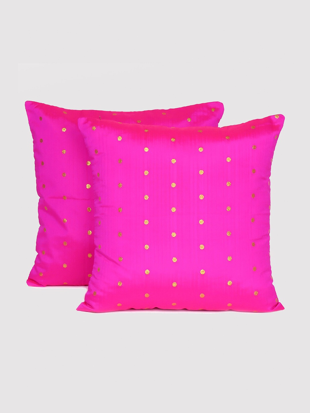 

OUSSUM Set of 2 Pink & Gold-Toned Geometric Square Cushion Covers