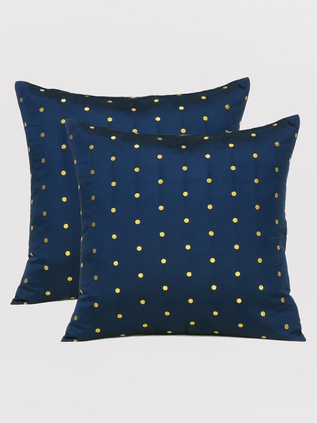 

OUSSUM Set of 2 Navy Blue & Gold-Toned Square Cushion Covers