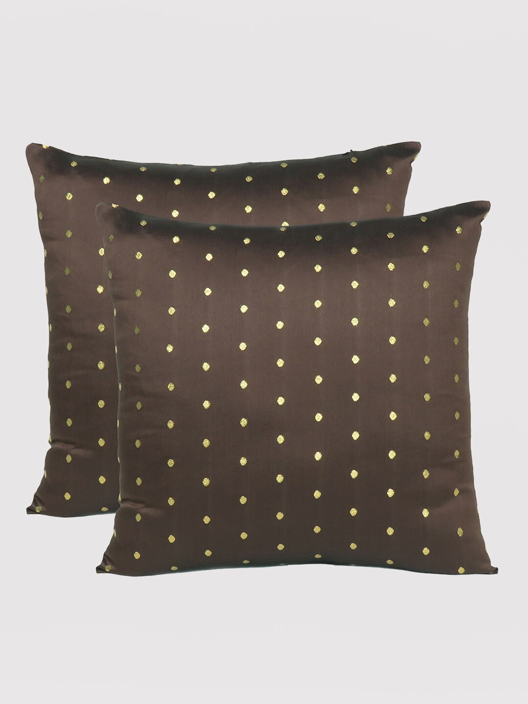 

OUSSUM Brown & Gold-Toned Set of 2 Ethnic Motifs Square Cushion Covers