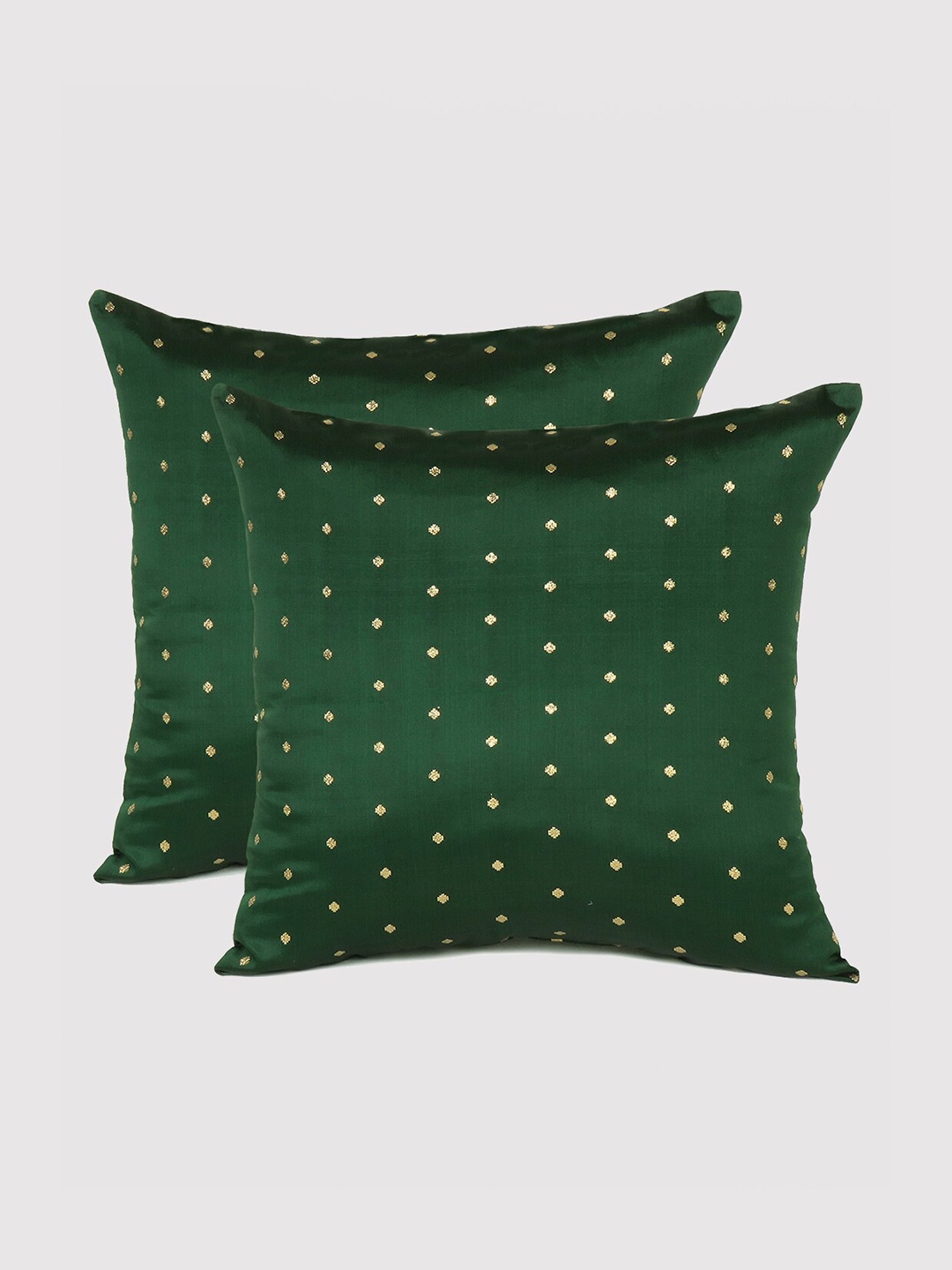 

OUSSUM Green & Gold-Toned Pack of 2 Geometric Square Cushion Covers