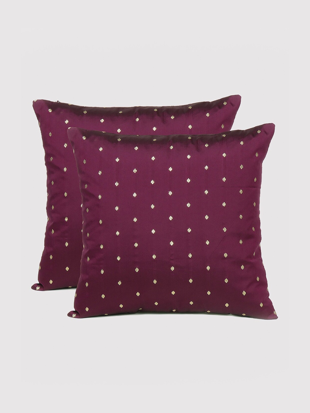 

OUSSUM Purple & Gold-Toned Set of 2 Geometric Square Cushion Covers