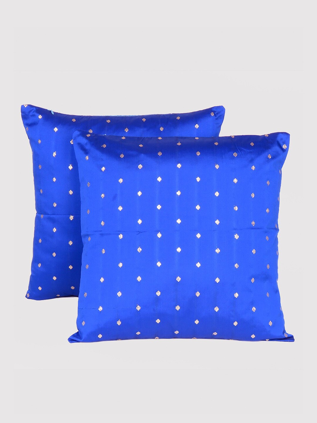 

OUSSUM Blue & Gold-Toned Set of 2 Geometric Square Cushion Covers