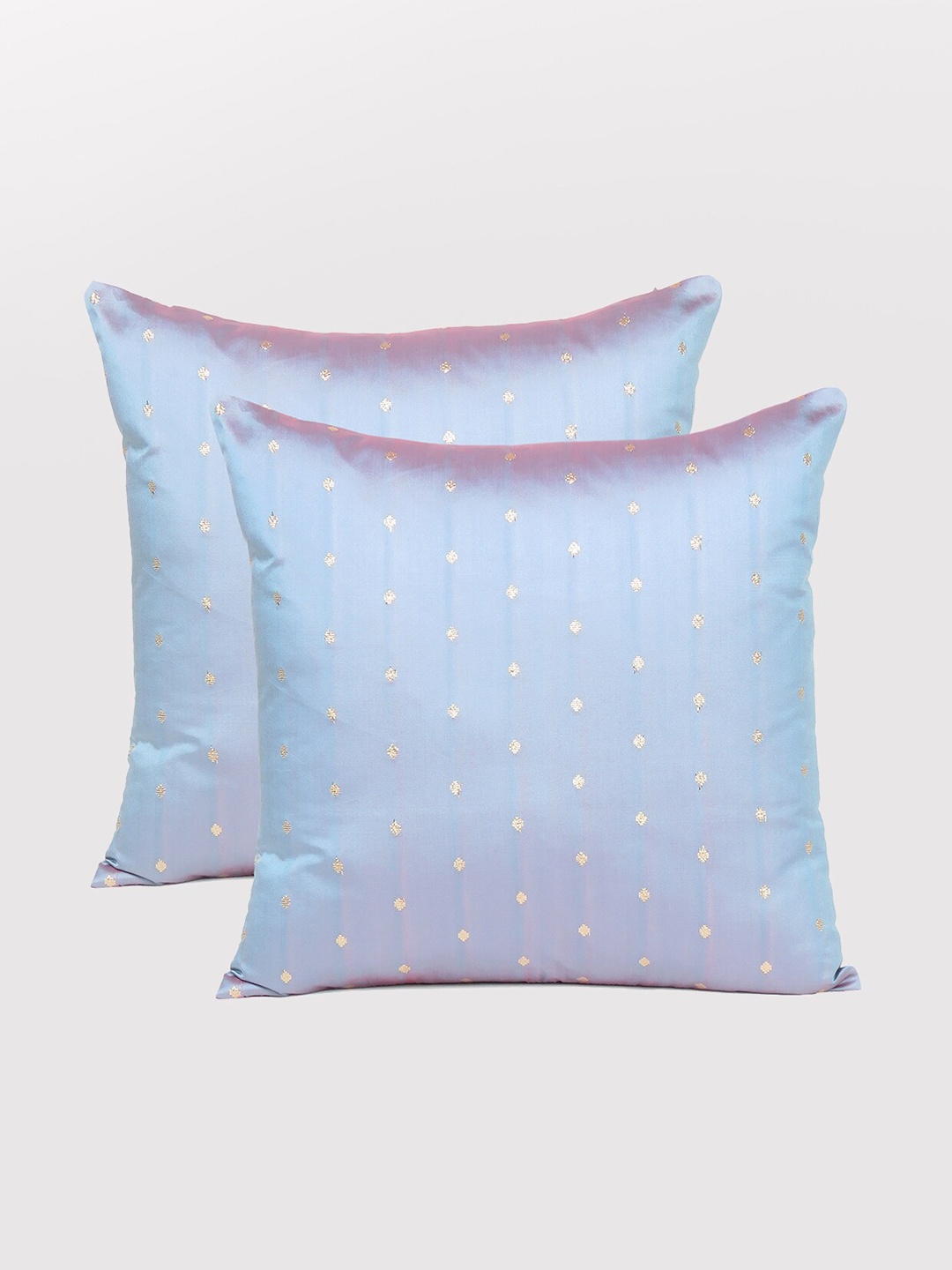 

OUSSUM Blue & Gold-Toned Set of 2 Geometric Square Cushion Covers