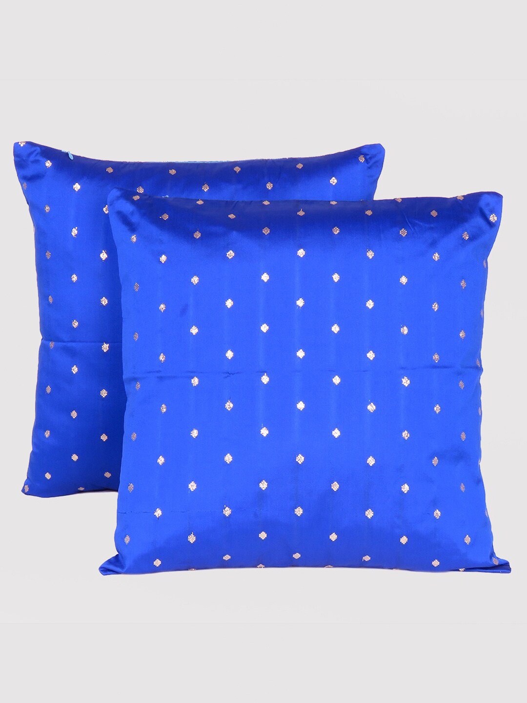 

OUSSUM Blue & Gold-Toned Set of 2 Geometric Square Cushion Covers