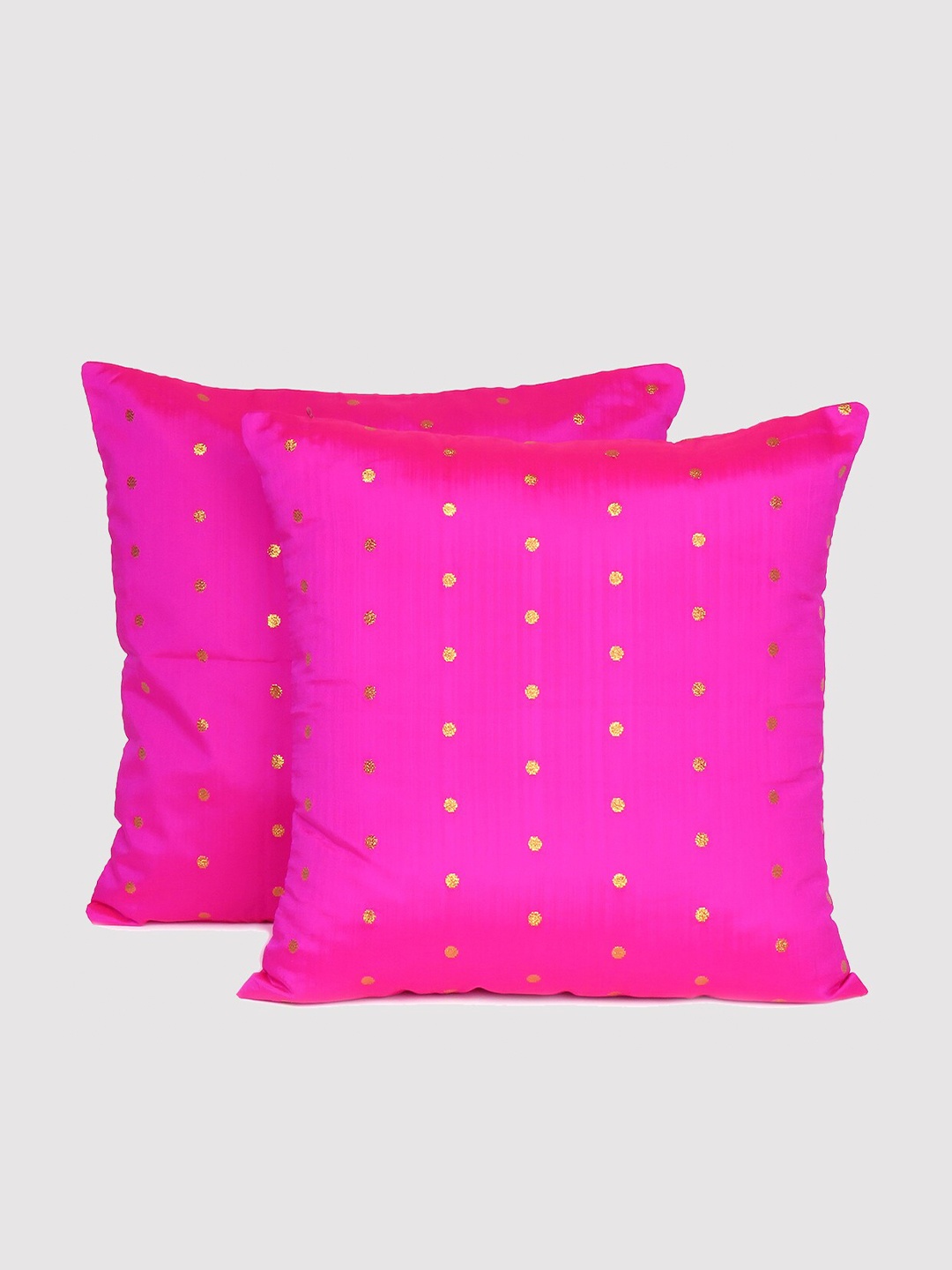 

OUSSUM Pink & Gold-Toned Set of 2 Geometric Square Cushion Covers