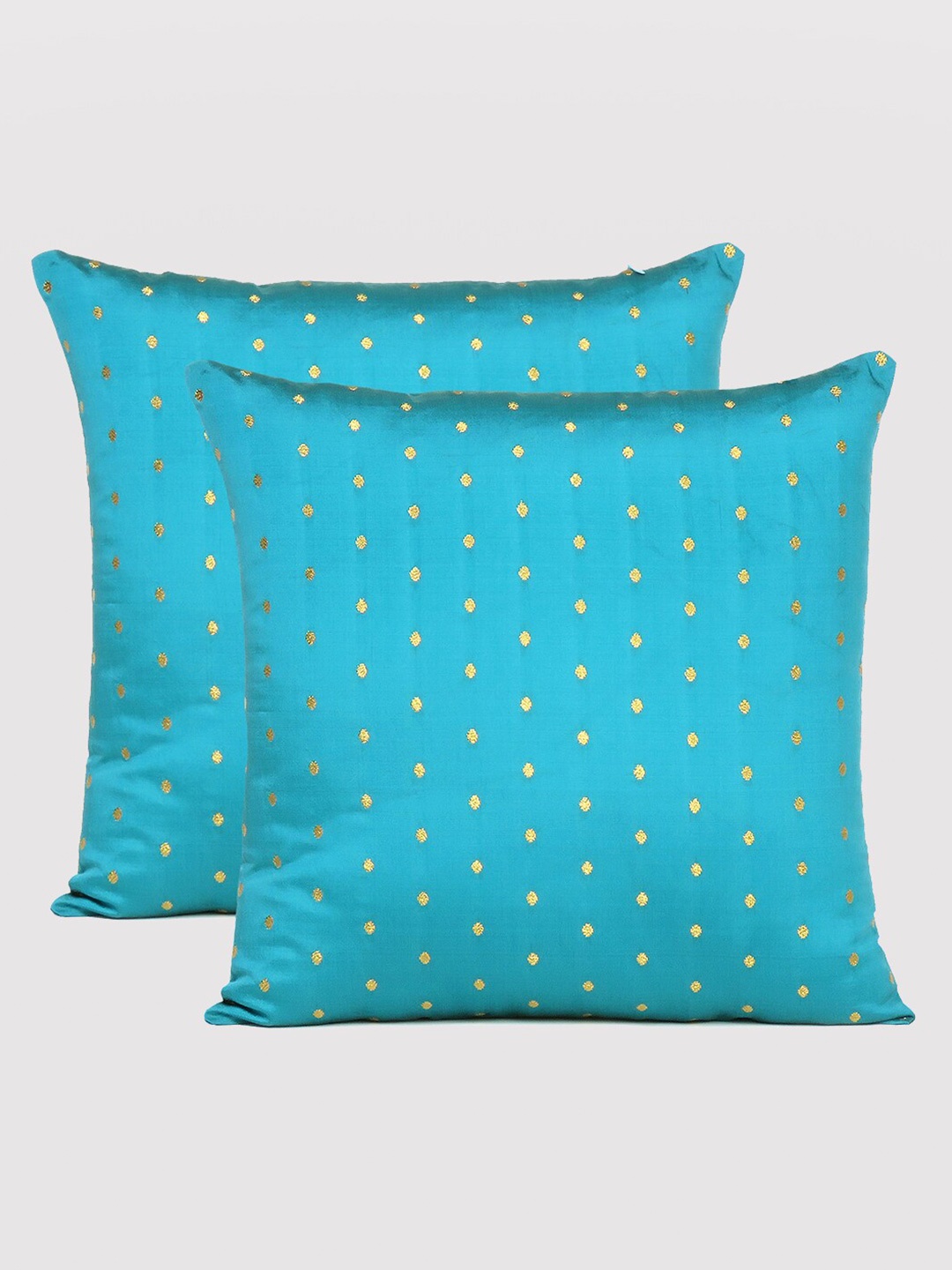 

OUSSUM Blue & Mustard Set of 2 Square Cushion Covers