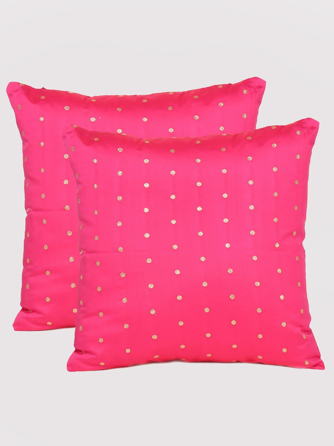 

OUSSUM Pink & Gold-Toned Set Of 2 Geometric Square Cushion Covers