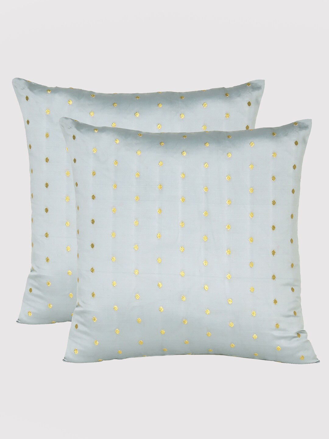 

OUSSUM Silver-Toned & Gold-Toned Set Of 2 Geometric Square Cushion Covers