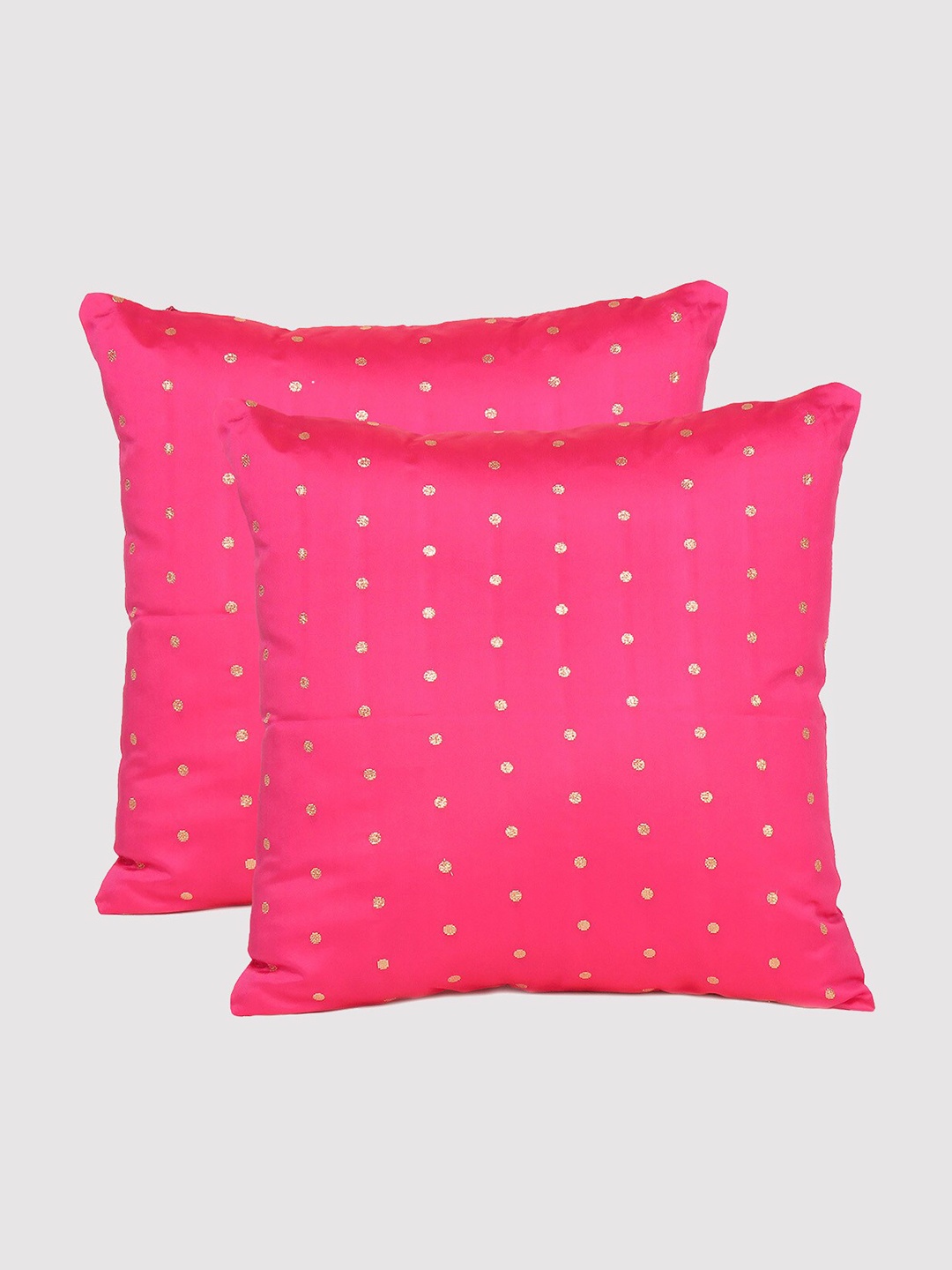 

OUSSUM Pink & Gold-Toned Set of 2 Geometric Square Cushion Covers