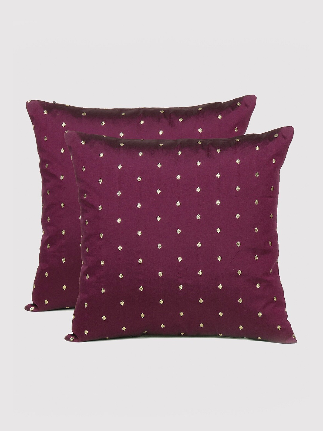 

OUSSUM Purple & Gold-Toned Set Of 2 Geometric Square Cushion Covers