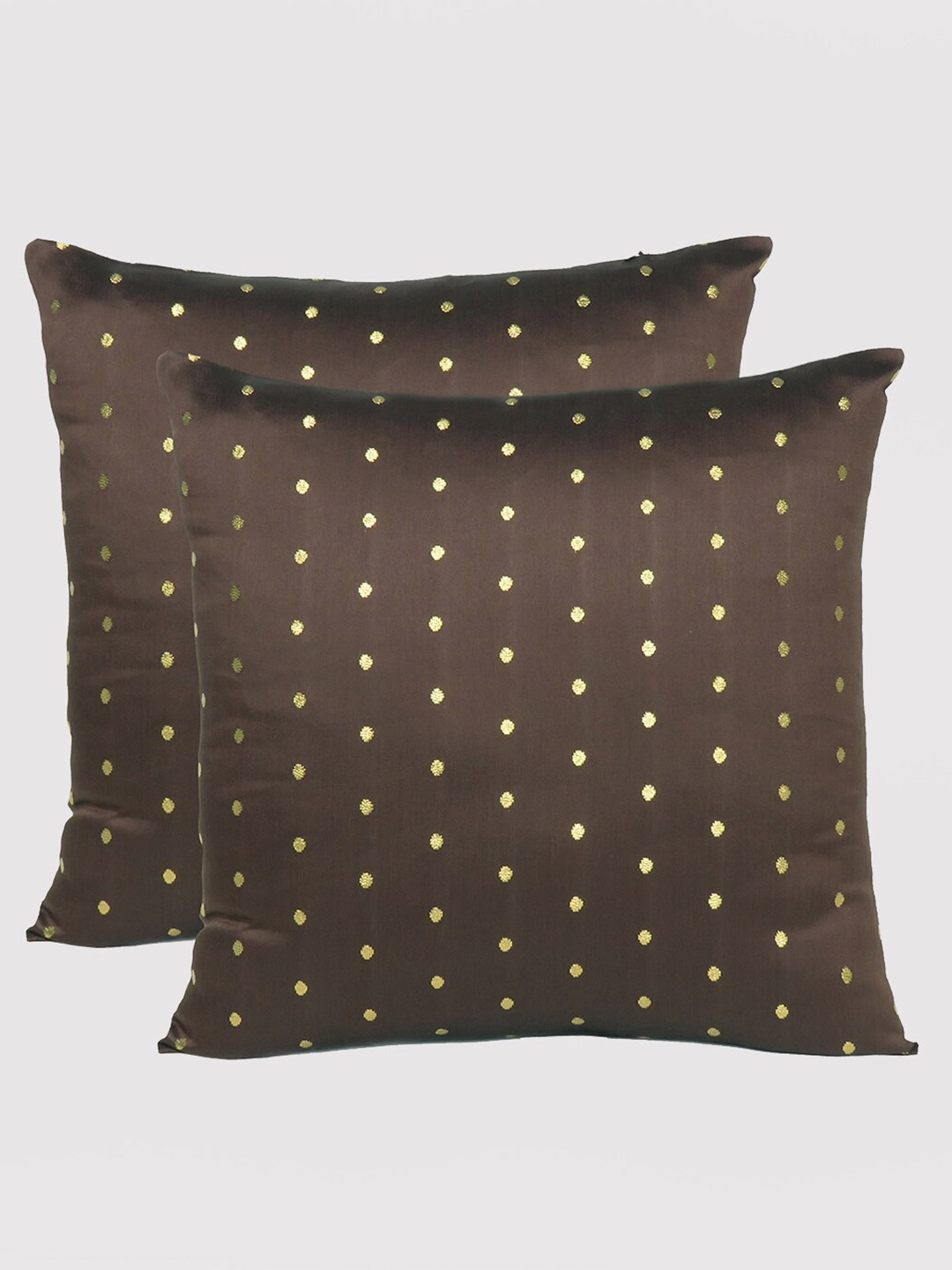 

OUSSUM Brown & Gold-Toned Pack Of 2 Square Cushion Covers