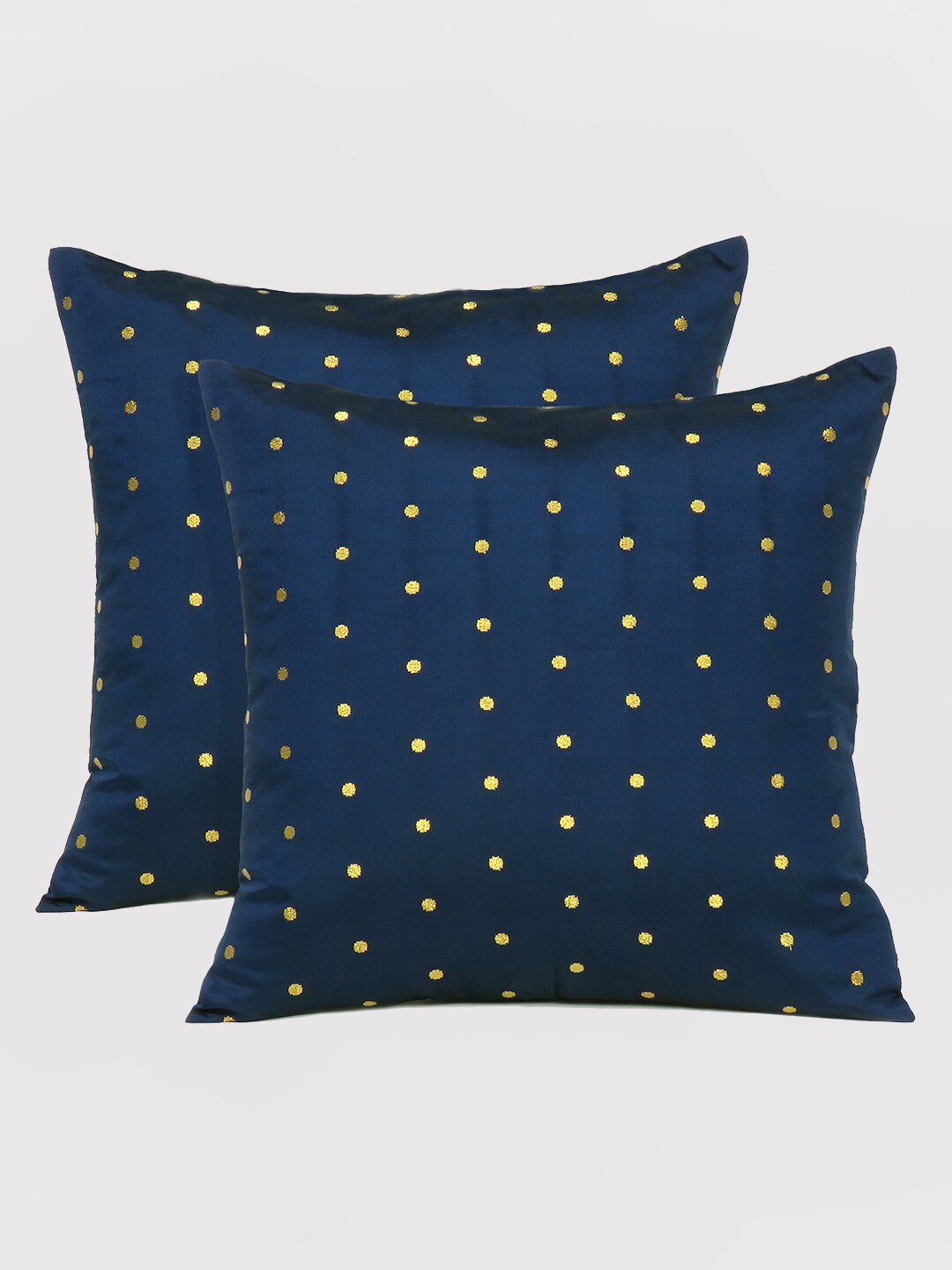 

OUSSUM Navy Blue & Gold-Toned Pack of 2 Square Cushion Covers