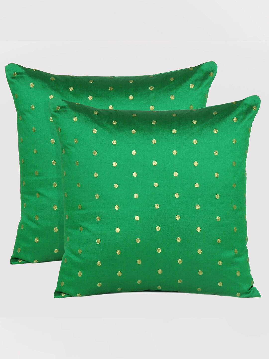 

OUSSUM Green & Gold-Toned Pack of 2 Square Cushion Covers