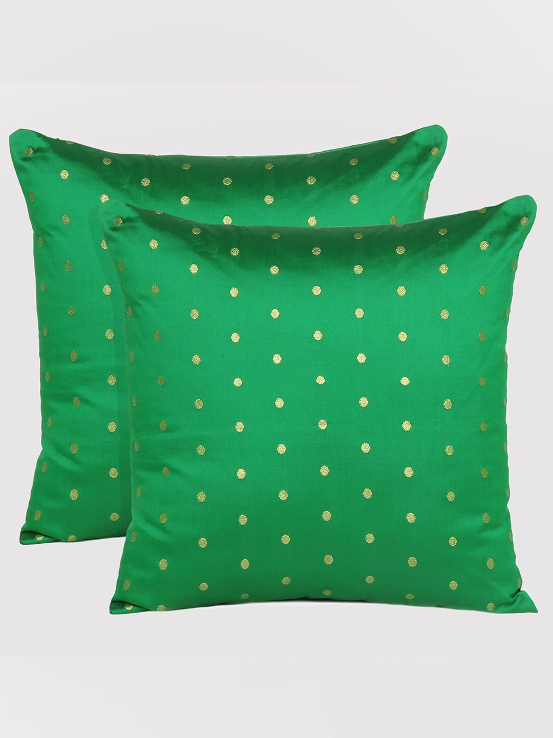 

OUSSUM Green & Gold-Toned Set of 2 Geometric Square Cushion Covers