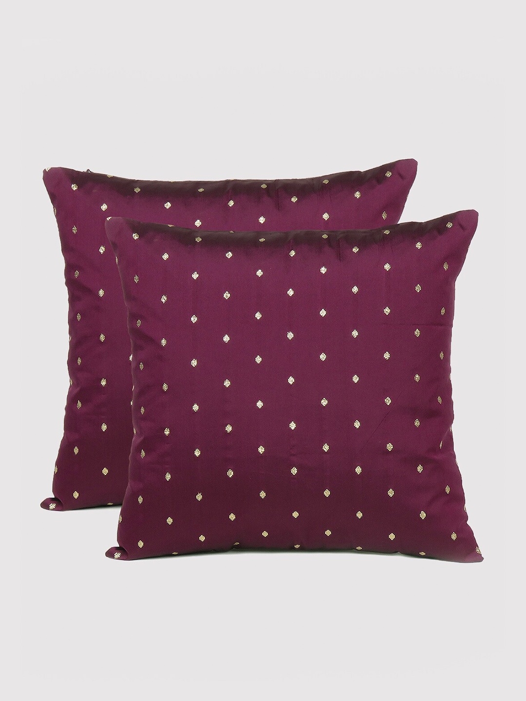 

OUSSUM Purple & Gold-Toned Set of 2 Geometric Square Cushion Covers