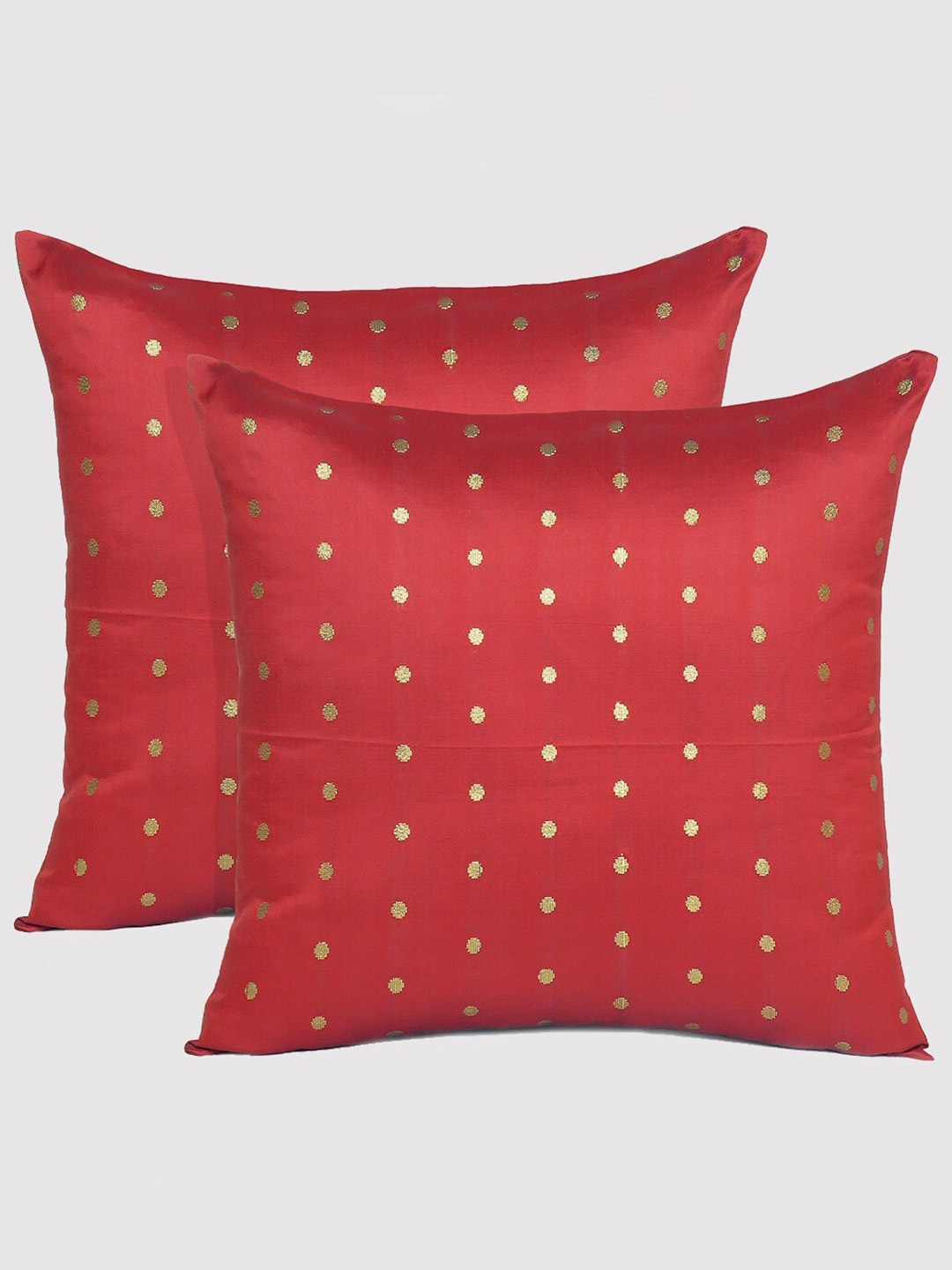 

OUSSUM Red & Gold-Toned Set of 2 Geometric Square Cushion Covers