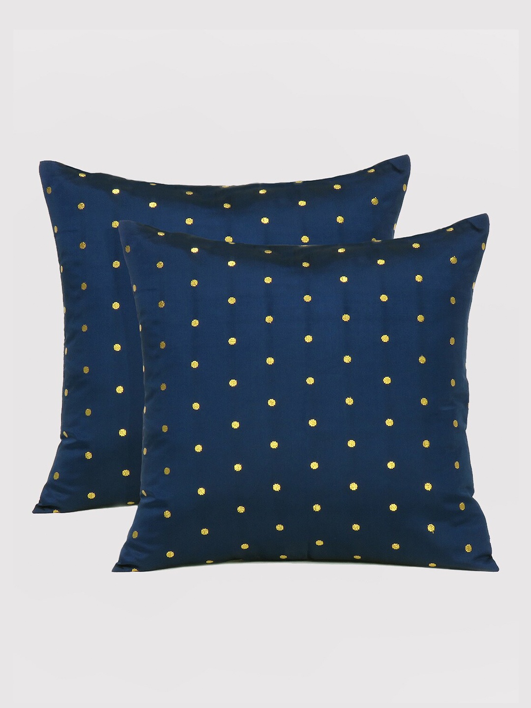 

OUSSUM Navy Blue & Gold-Toned Set of 2 Geometric Square Cushion Covers