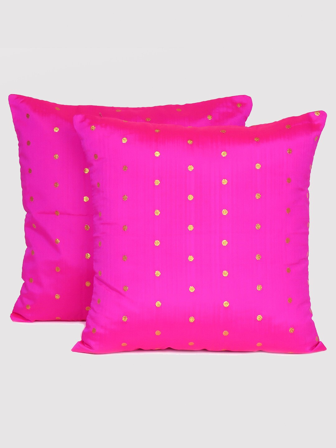 

OUSSUM Pink & Gold-Toned Set of 2 Geometric Square Cushion Covers