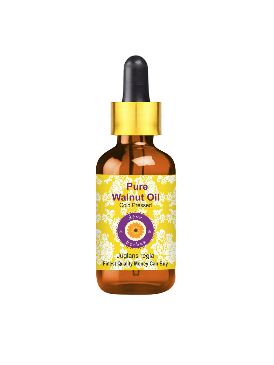 

Deve Herbes Pure Walnut Cold Pressed Oil with Glass Dropper 15ml, Yellow