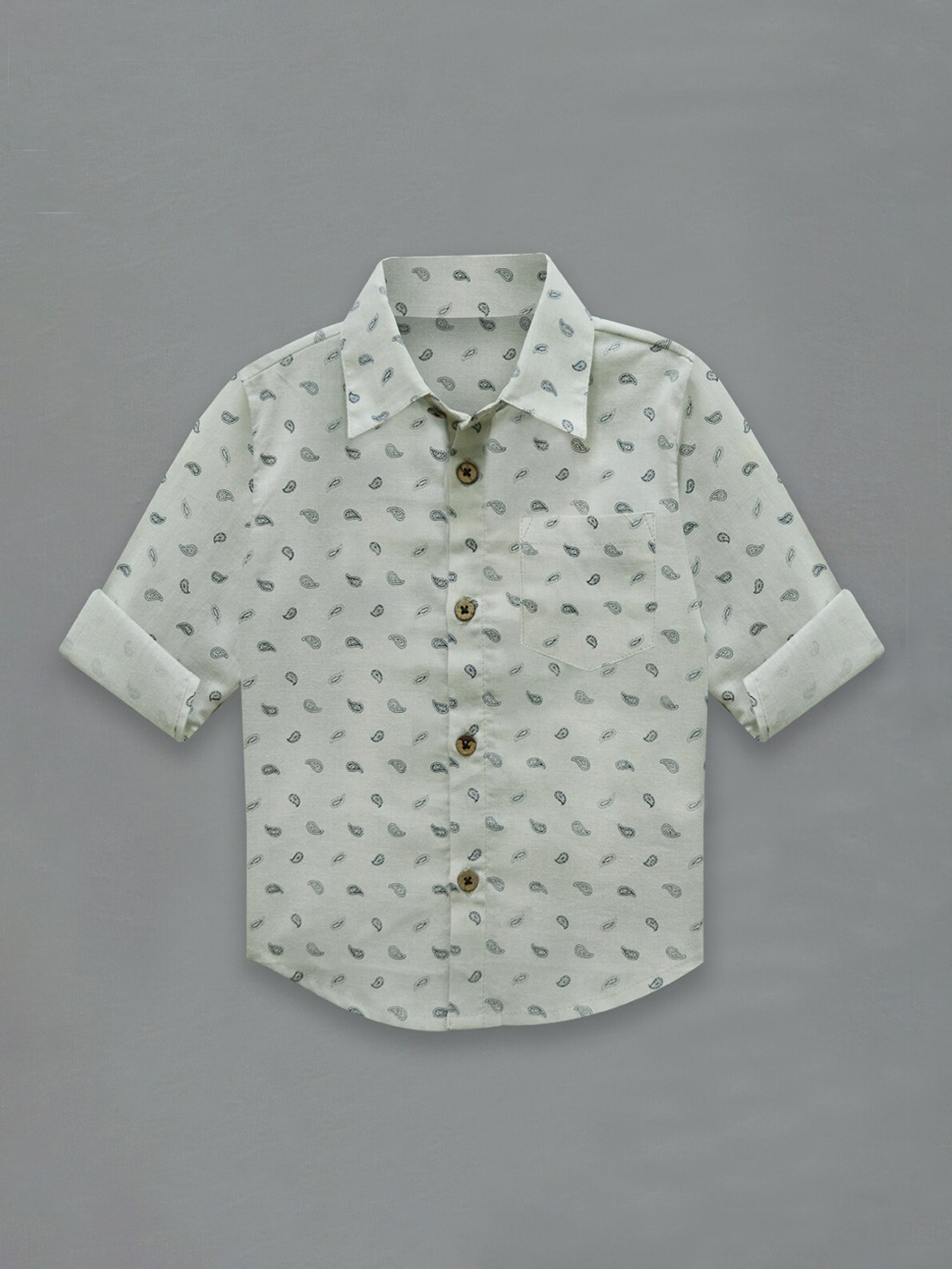 

A T U N Boys Off White Classic Printed Casual Shirt