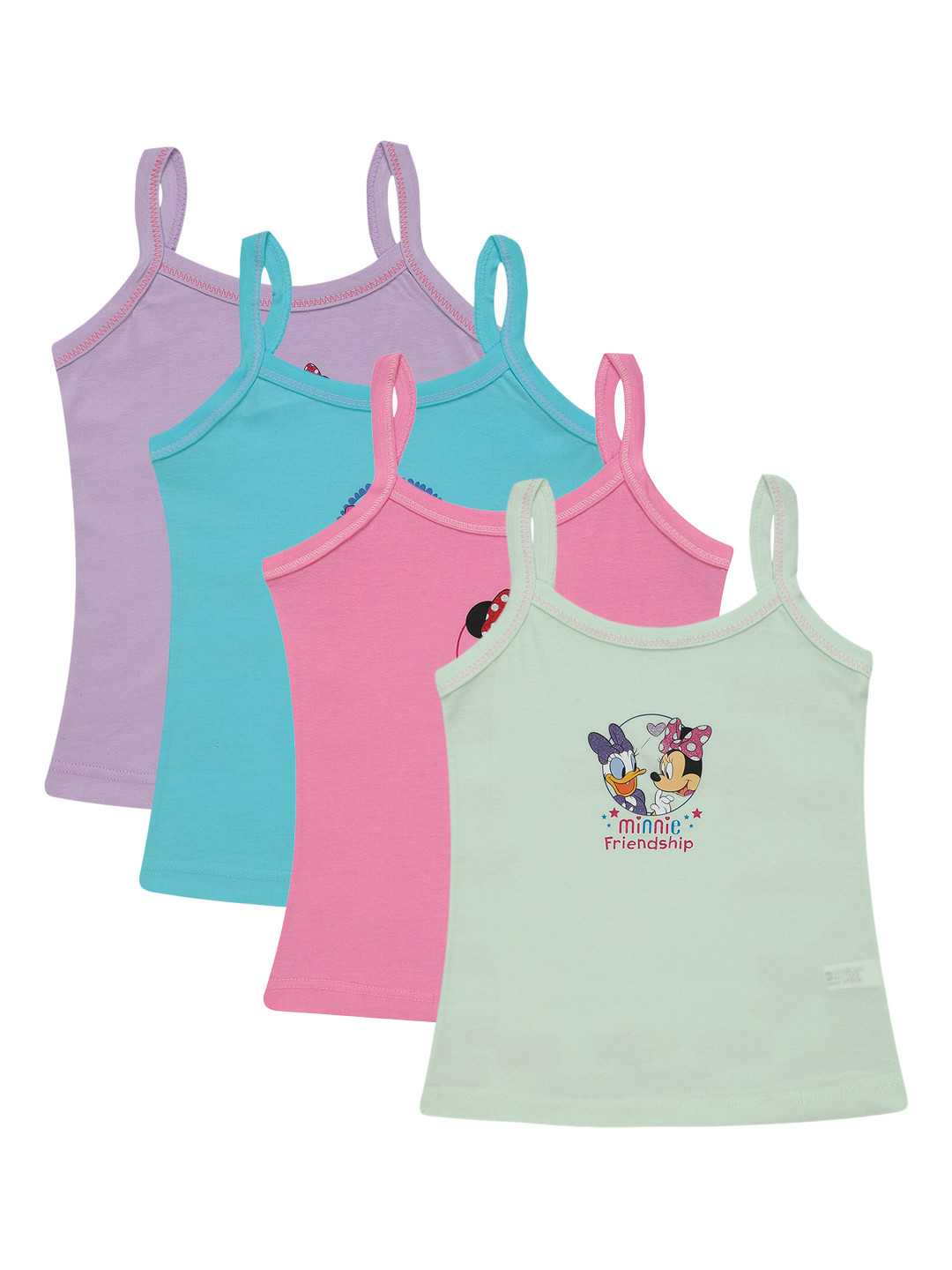 

Bodycare Infant Girls Pack Of 4 Minnie & Friends Print Assorted Cotton Innerwear Vests
