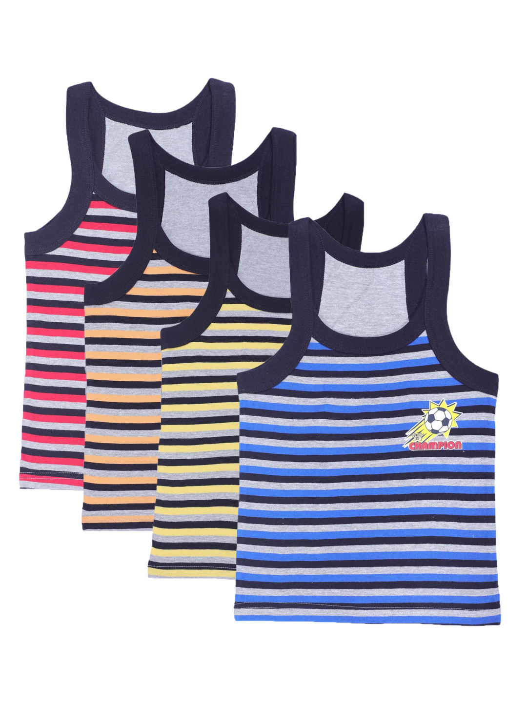 

Bodycare Kids Boys Pack of 4 Printed Cotton Innerwear Vests, Pink