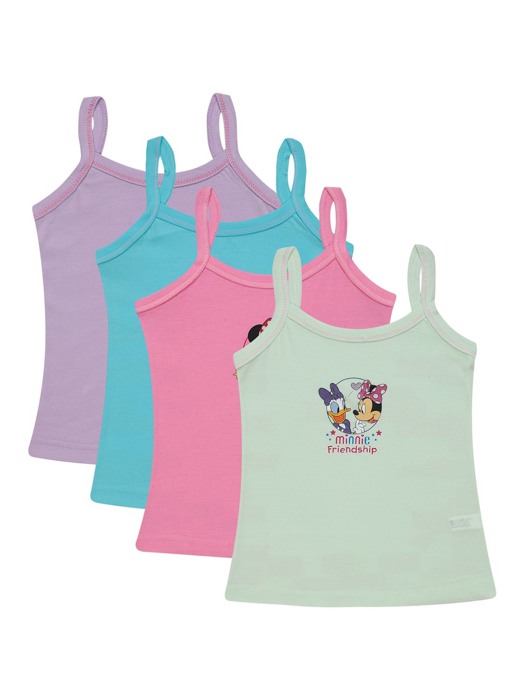 

Bodycare Kids Girls Pack of 4 Assorted Minnie & Friends Printed Cotton Innerwear Vests
