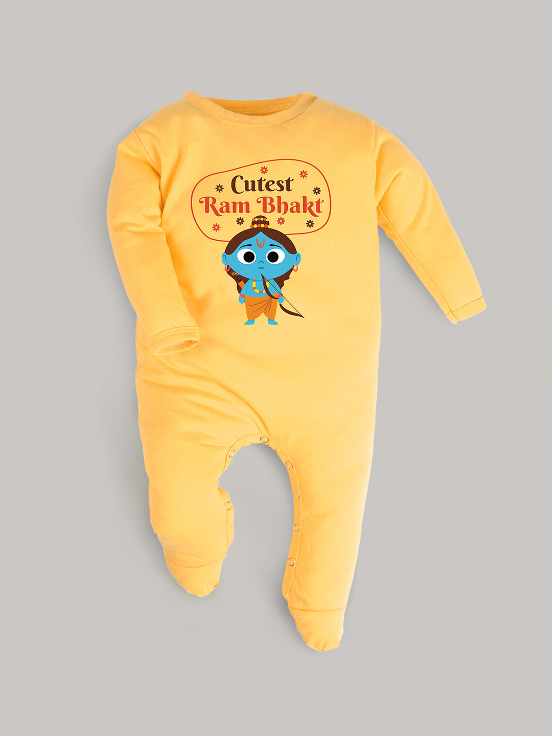 

FFLIRTYGO Infants Yellow & Blue Printed Pure Cotton Sleepsuit