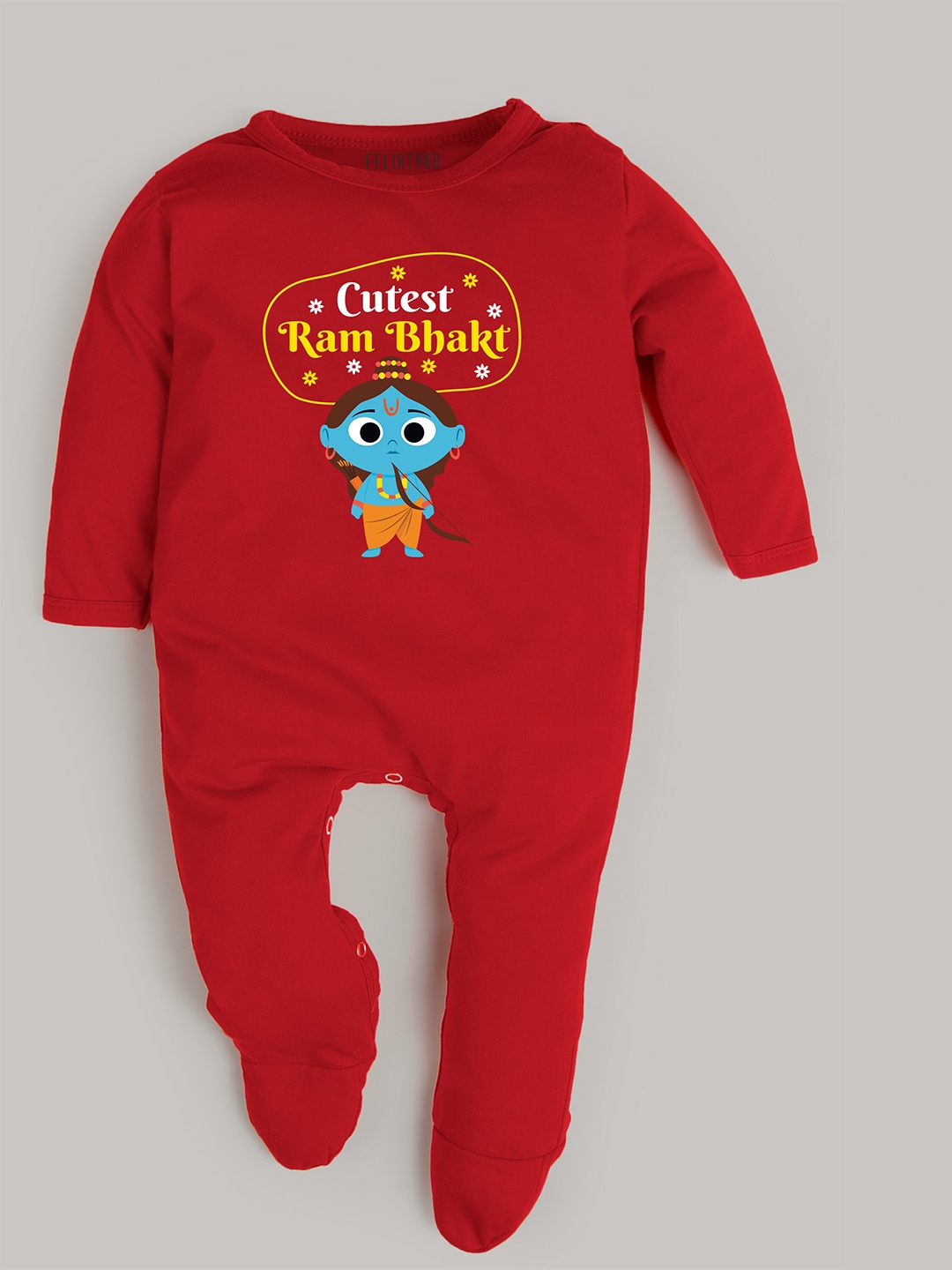 

FFLIRTYGO Infants Red & Blue Printed Pure Cotton Sleepsuit