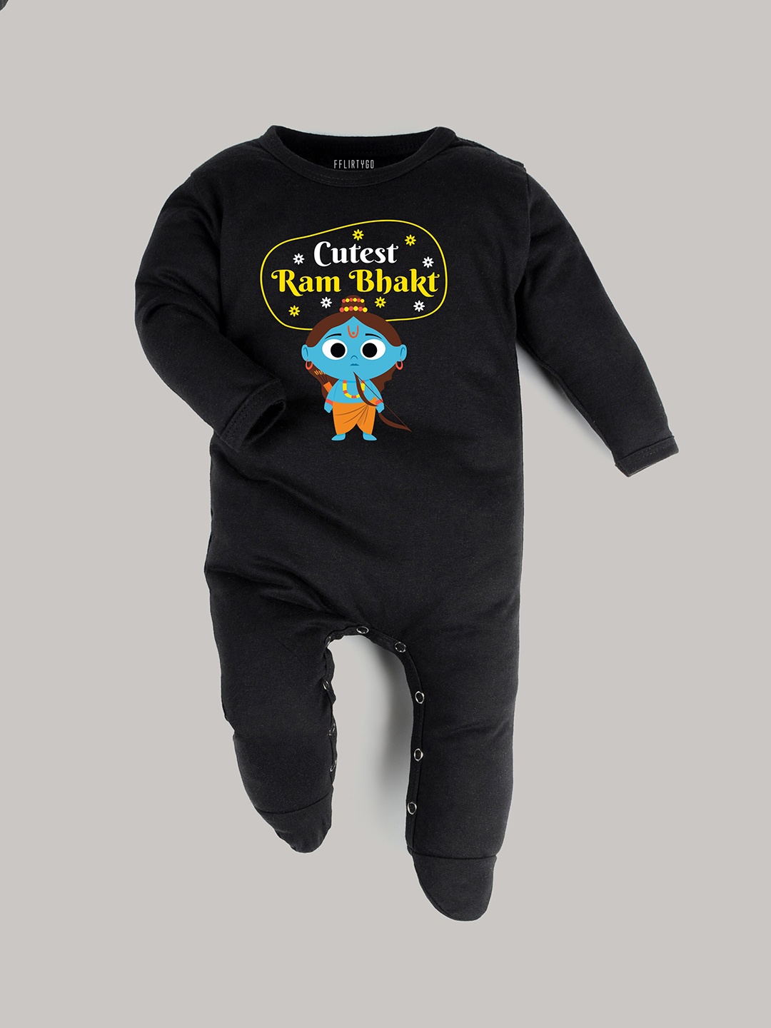 

FFLIRTYGO Infants Navy Blue Printed Pure Cotton Sleepsuit