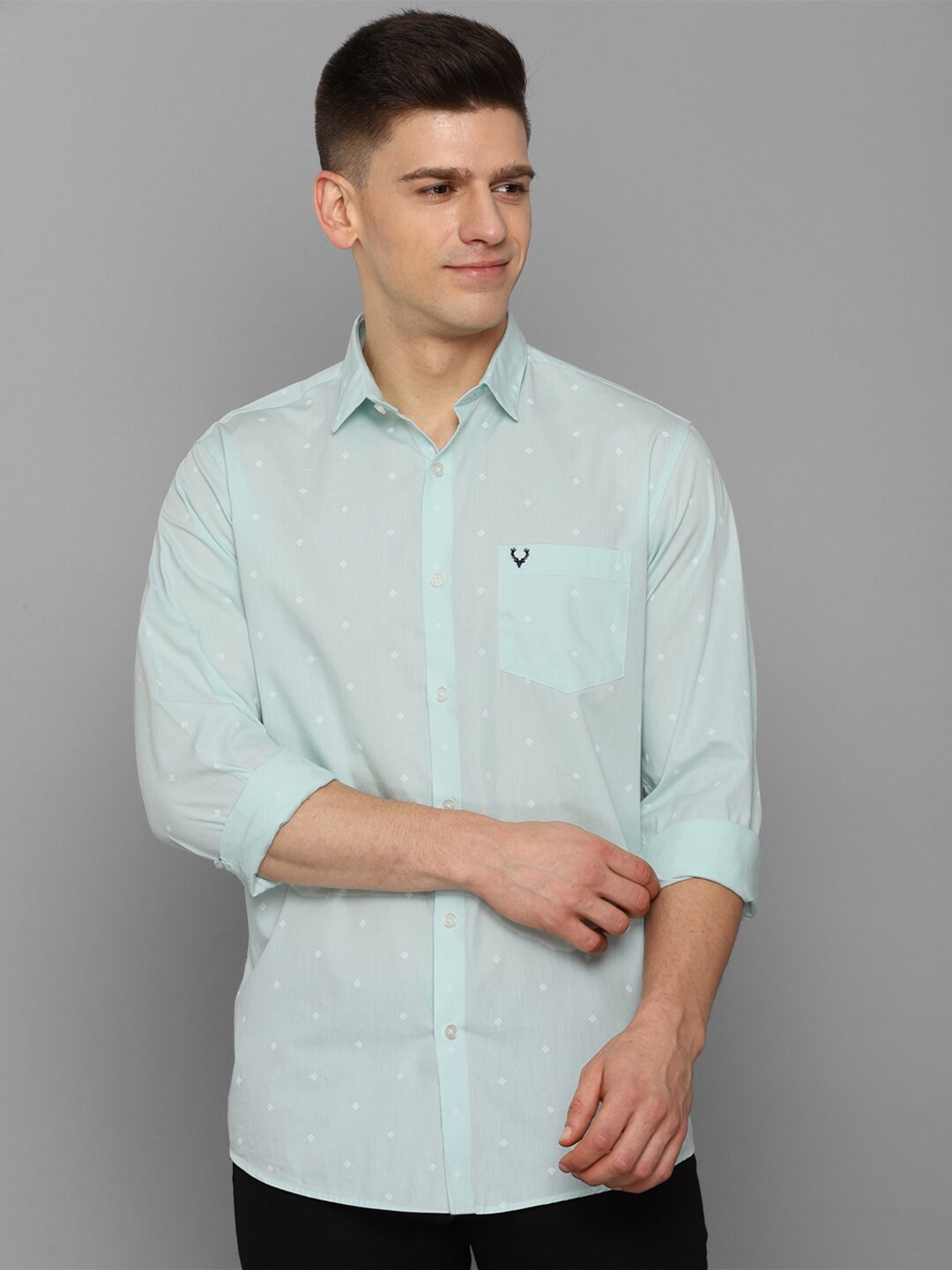 

Allen Solly Men Green Slim Fit Printed Pure Cotton Casual Shirt