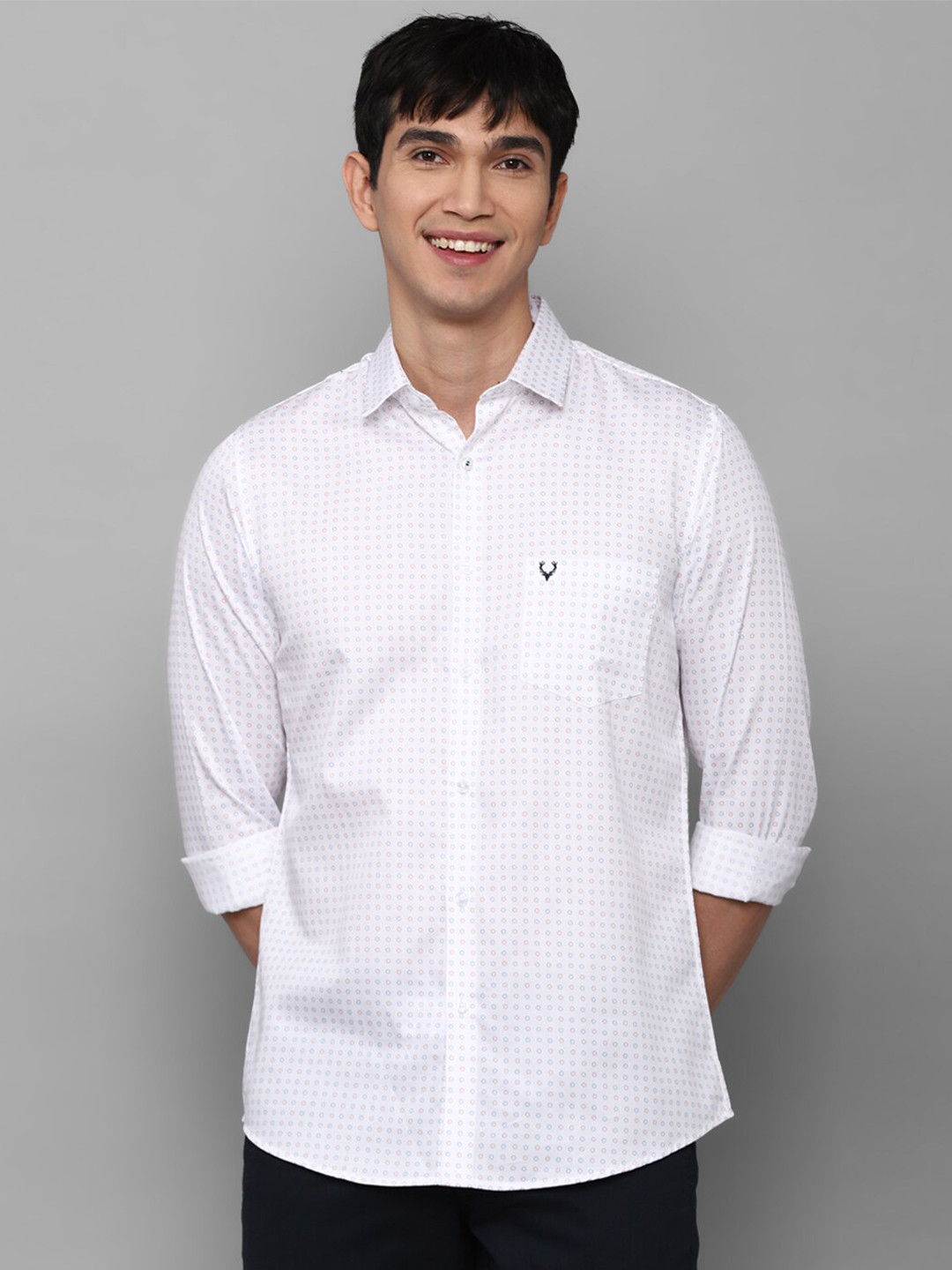 

Allen Solly Men White Slim Fit Printed Casual Cotton Shirt