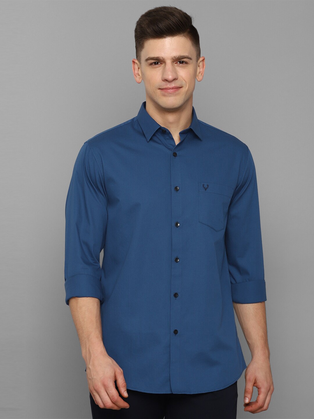 

Allen Solly Men Blue Solid Slim Fit Cotton Casual Shirt