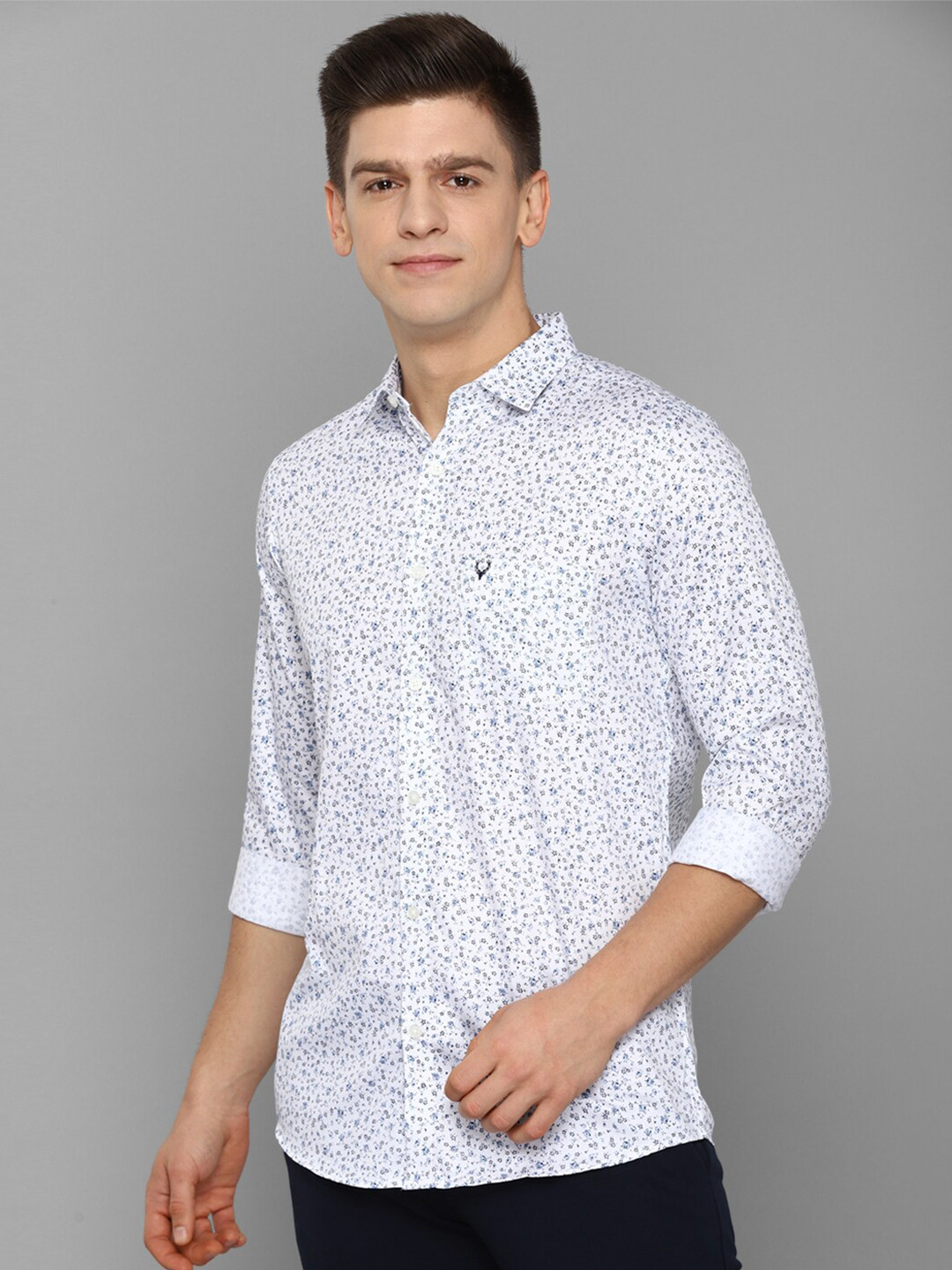 

Allen Solly Men White Slim Fit Micro Ditsy Printed Cotton Casual Shirt