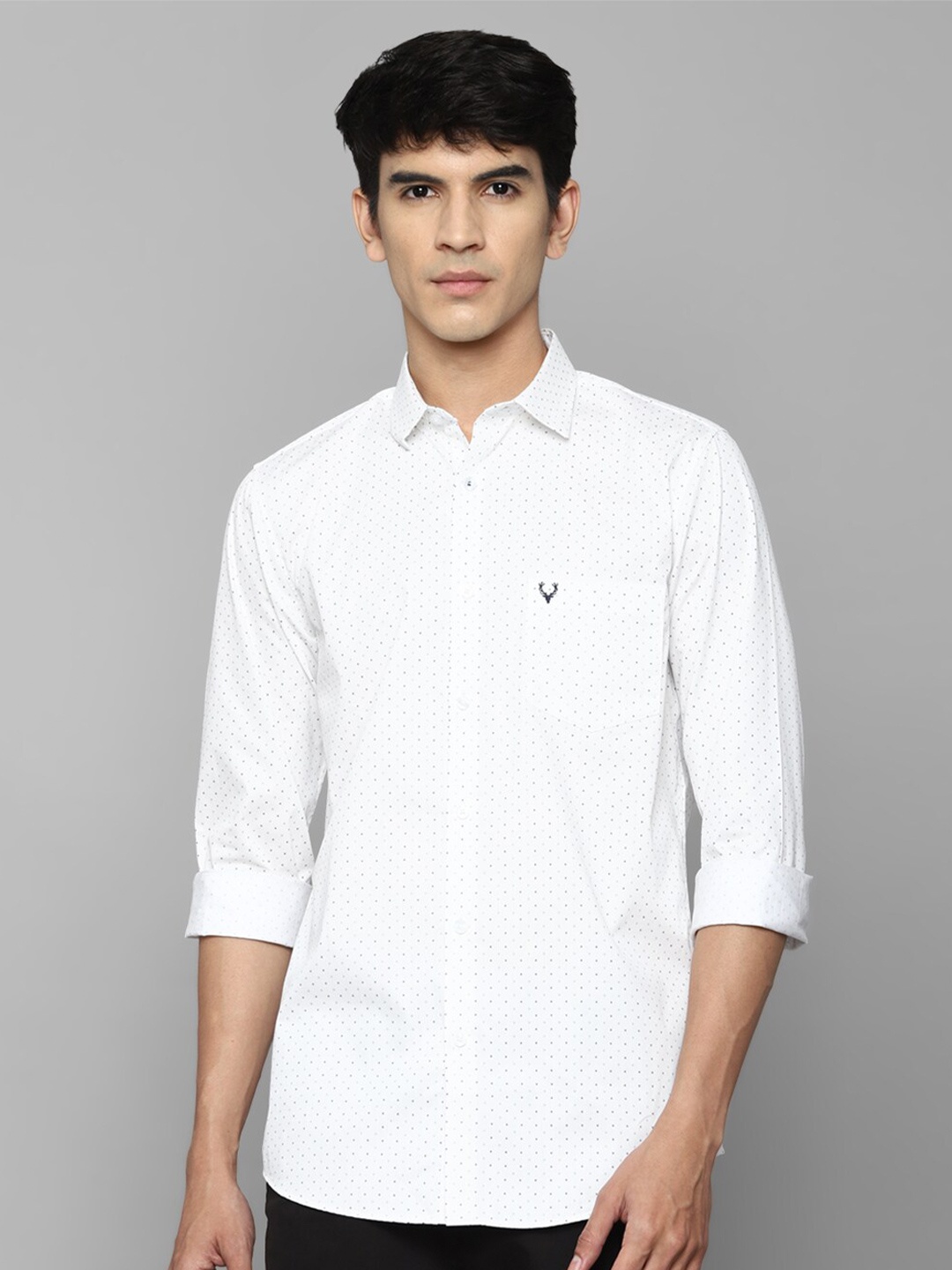 

Allen Solly Men White Slim Fit Printed Cotton Casual Shirt