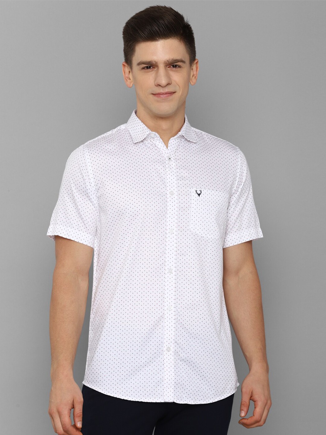 

Allen Solly Men White Slim Fit Printed Pure Cotton Casual Shirt