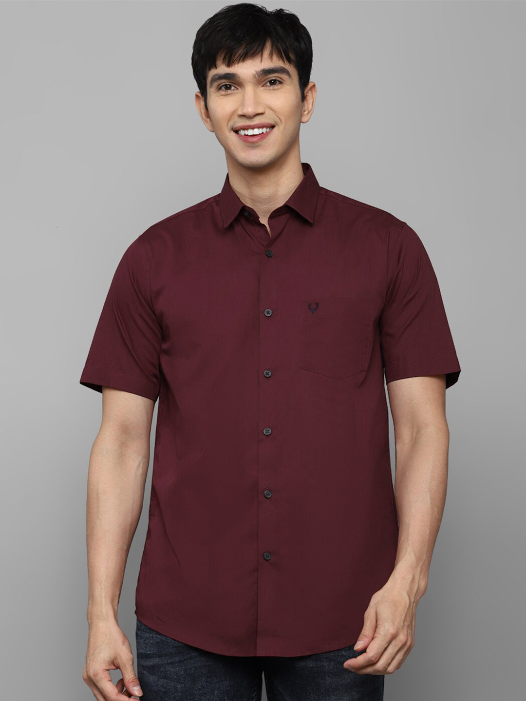 

Allen Solly Men Pure cotton Maroon Slim Fit Casual Shirt