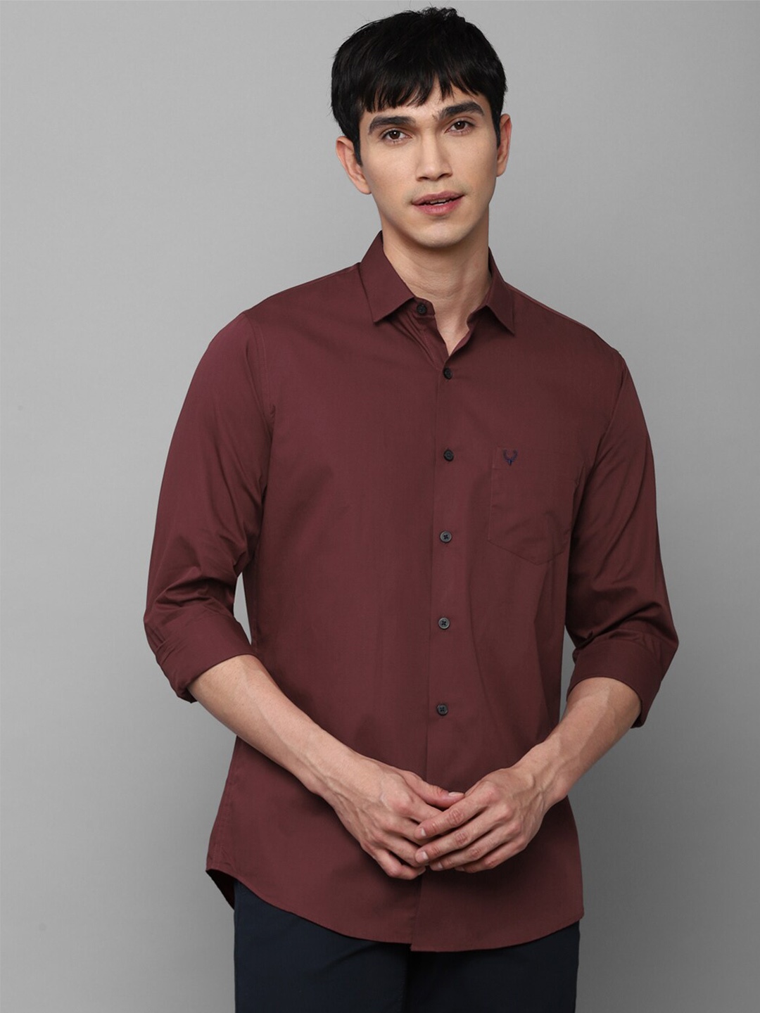 

Allen Solly Men Maroon Slim Fit Pure Cotton Casual Shirt
