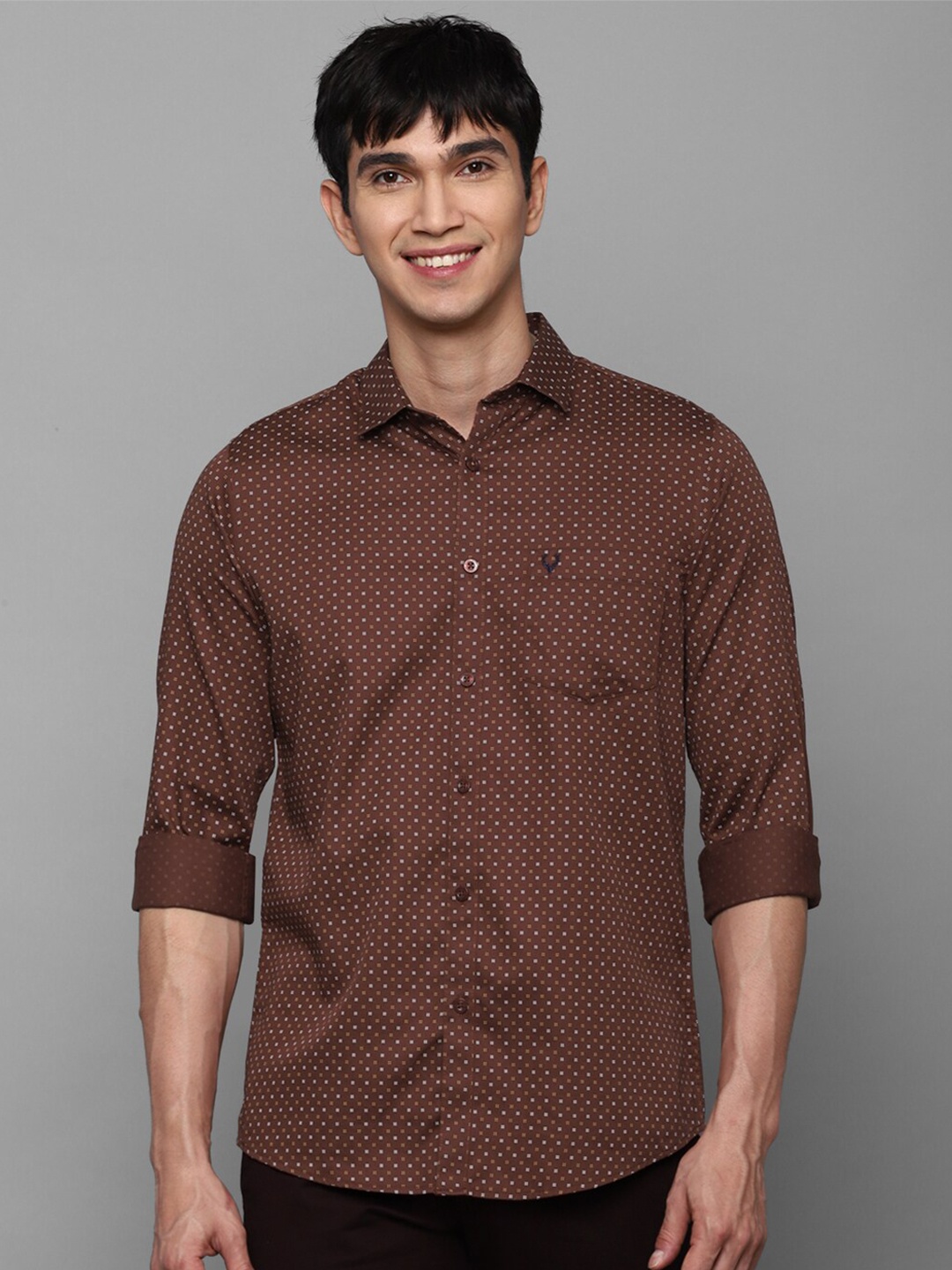 

Allen Solly Men Brown Micro Ditsy Print Slim Fit Casual Shirt