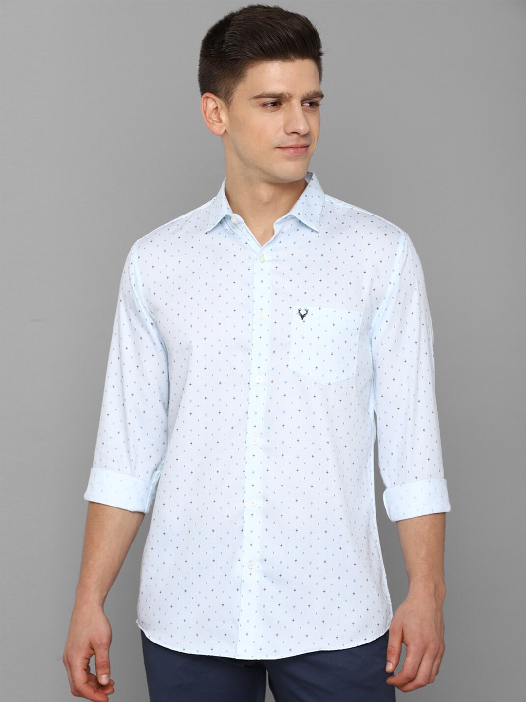 

Allen Solly Men Blue Slim Fit Printed Pure Cotton Casual Shirt