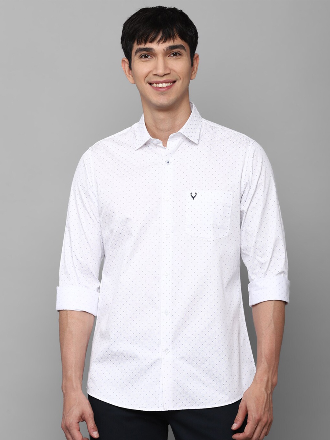 

Allen Solly Men White Slim Fit Printed Pure Cotton Casual Shirt