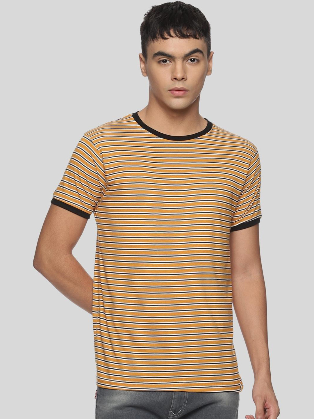 

DEZANO Men Yellow & Black Striped T-shirt