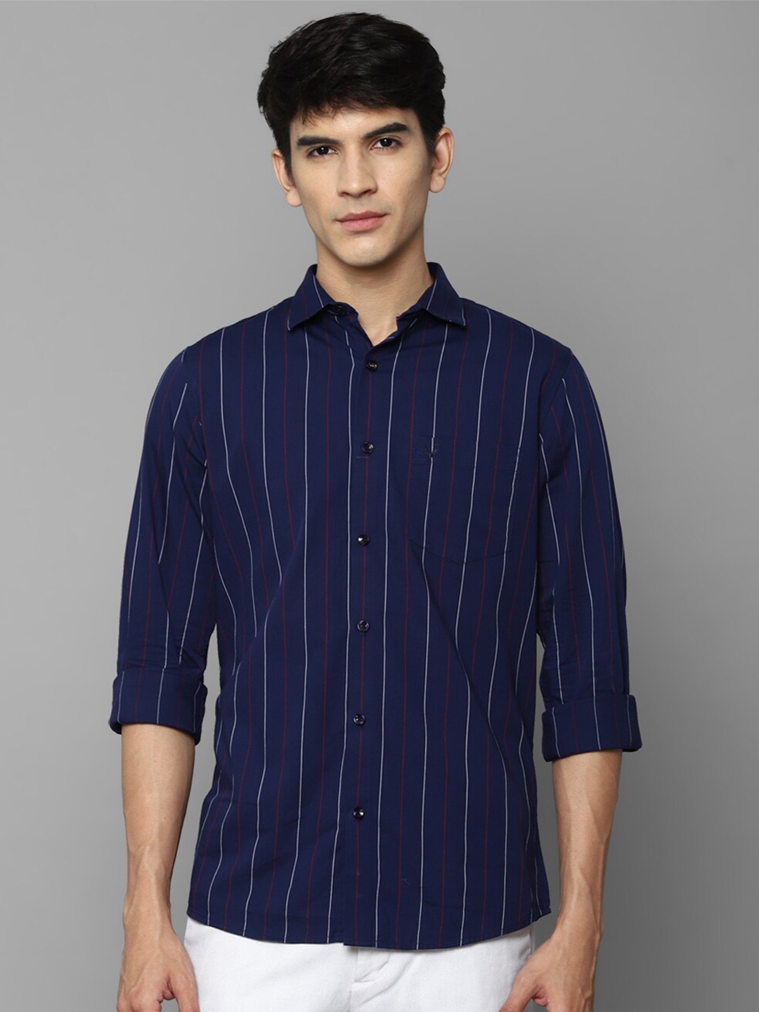 

Allen Solly Men Navy Blue Slim Fit Multi Stripes Striped Casual Shirt