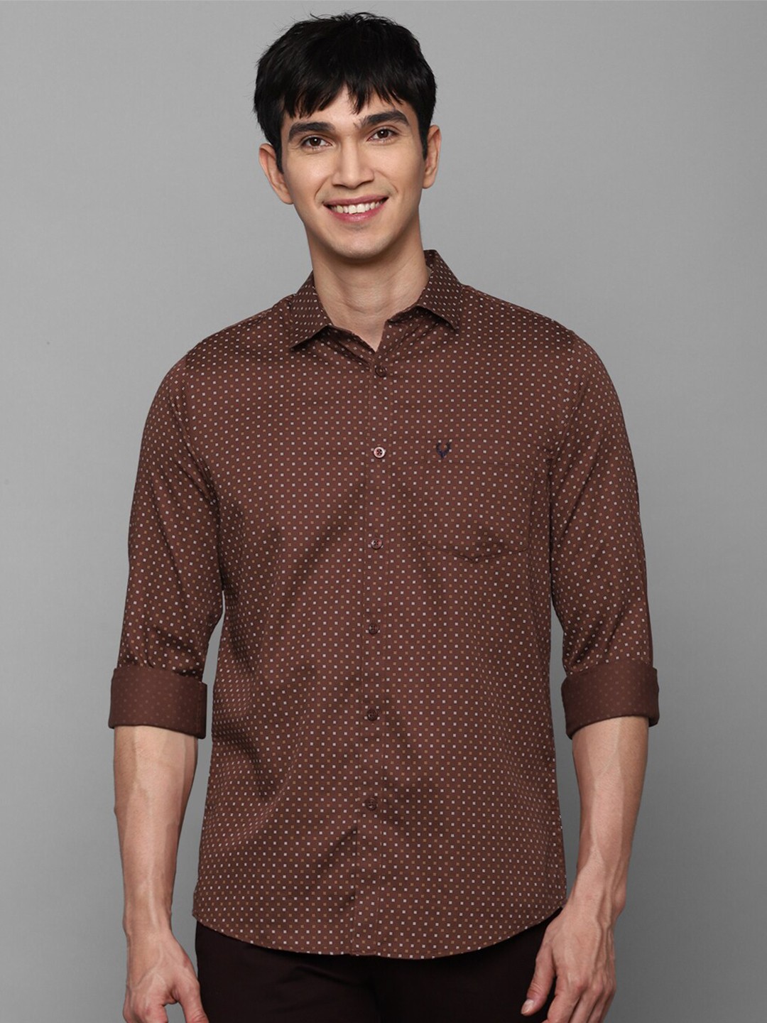 

Allen Solly Men Brown Printed Cotton Casual Shirt