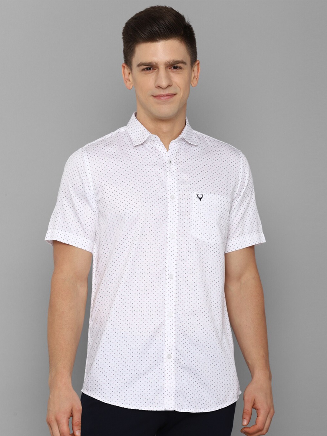 

Allen Solly Men White Slim Fit Printed Cotton Casual Shirt