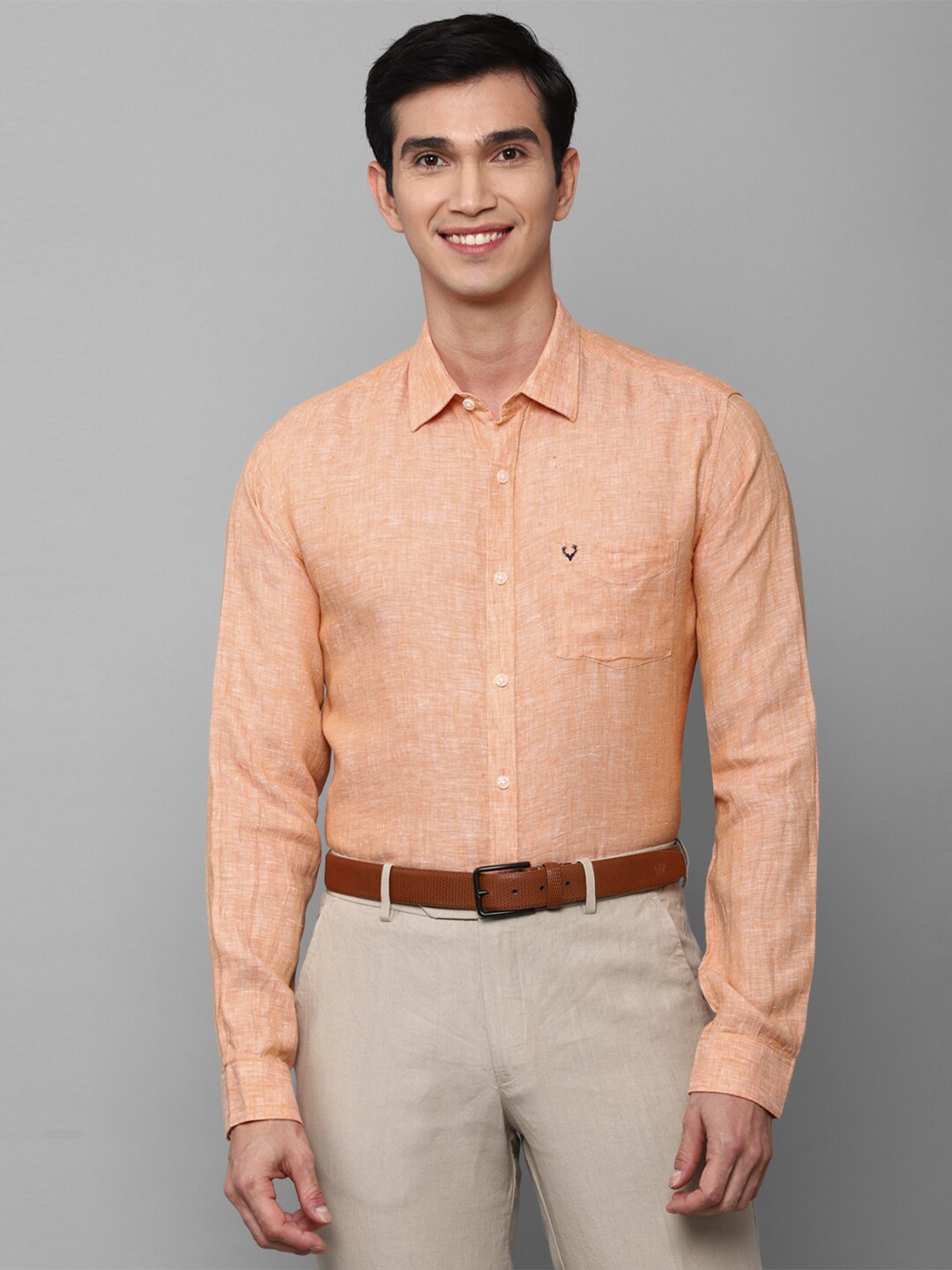 

Allen Solly Men Orange Slim Fit Linen Formal Shirt