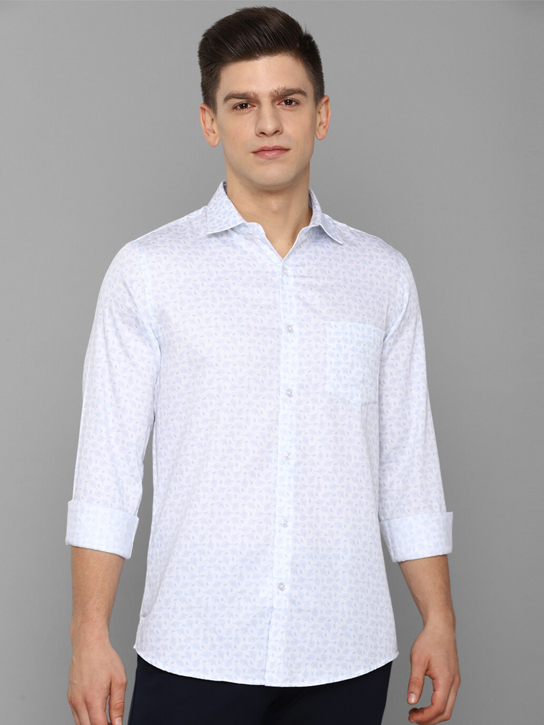 

Allen Solly Men White Slim Fit Printed Cotton Casual Shirt