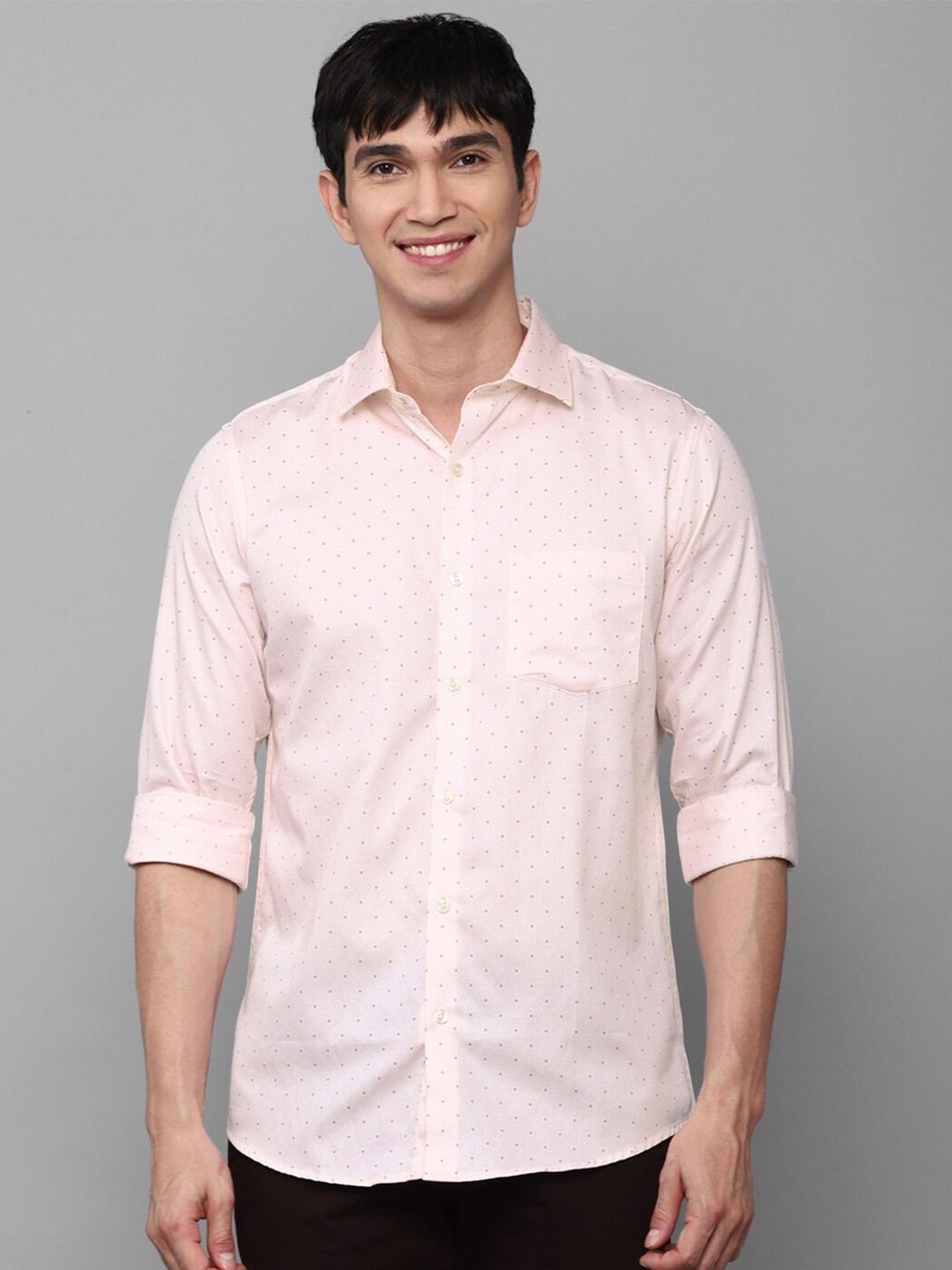 

Allen Solly Men Pink Slim Fit Printed Casual Pure Cotton Shirt