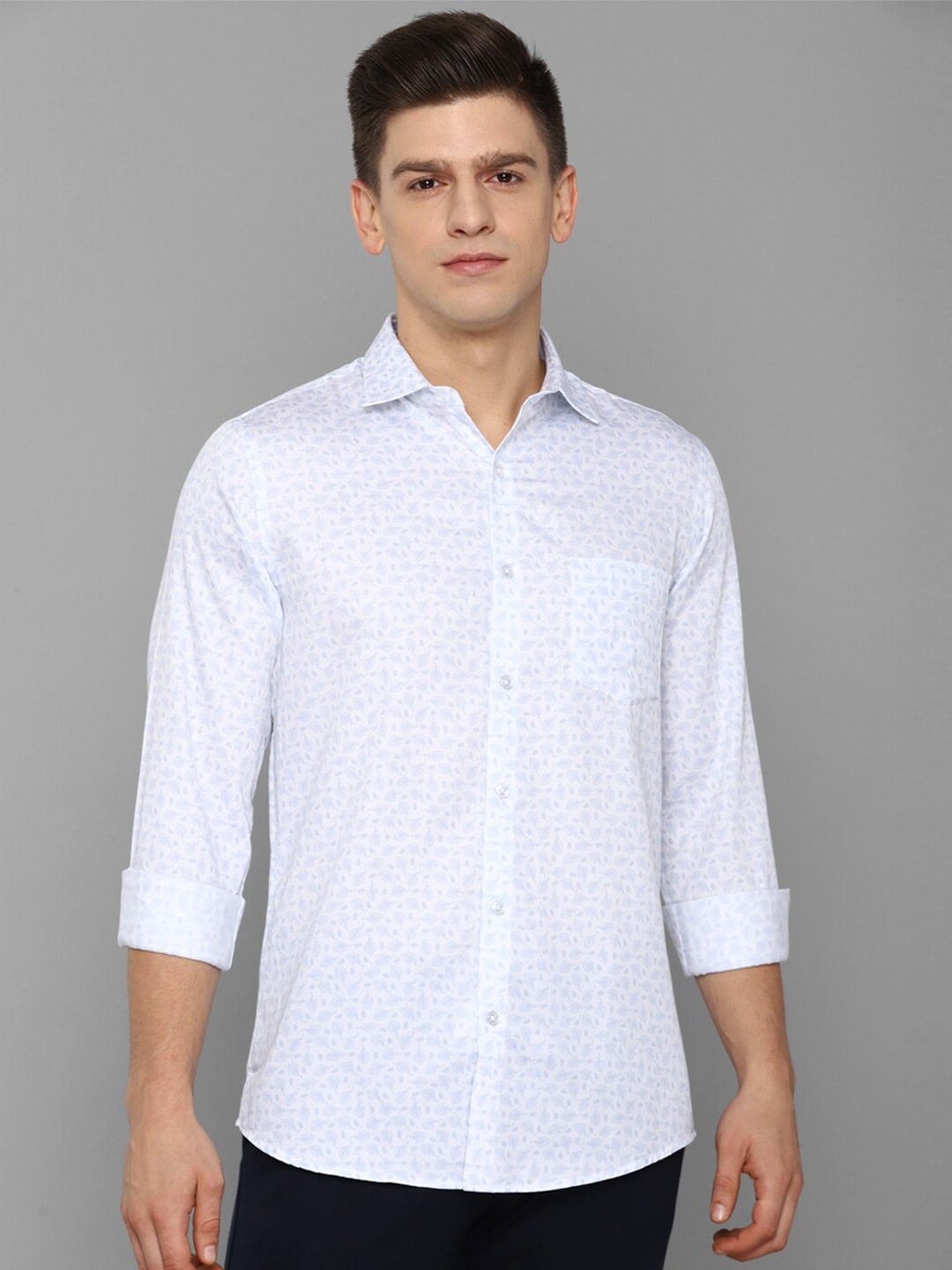 

Allen Solly Men White Slim Fit Printed Cotton Casual Shirt